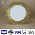 A068 Gold rim fine bone ceramic dinner plate